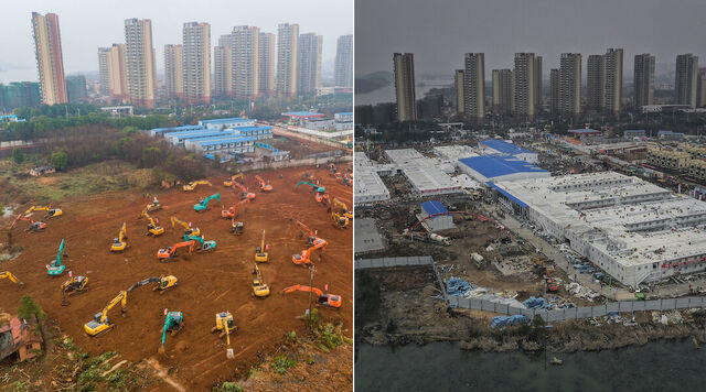 Így épült fel 10 nap alatt a mintegy 1000 férőhelyes kínai kórház
