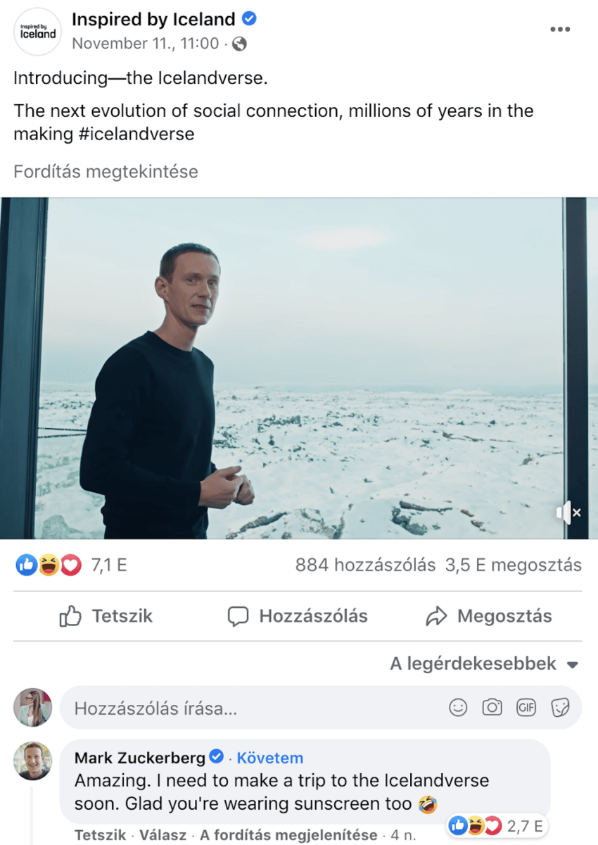Izland - Icelandverse - Mark Zuckerberg